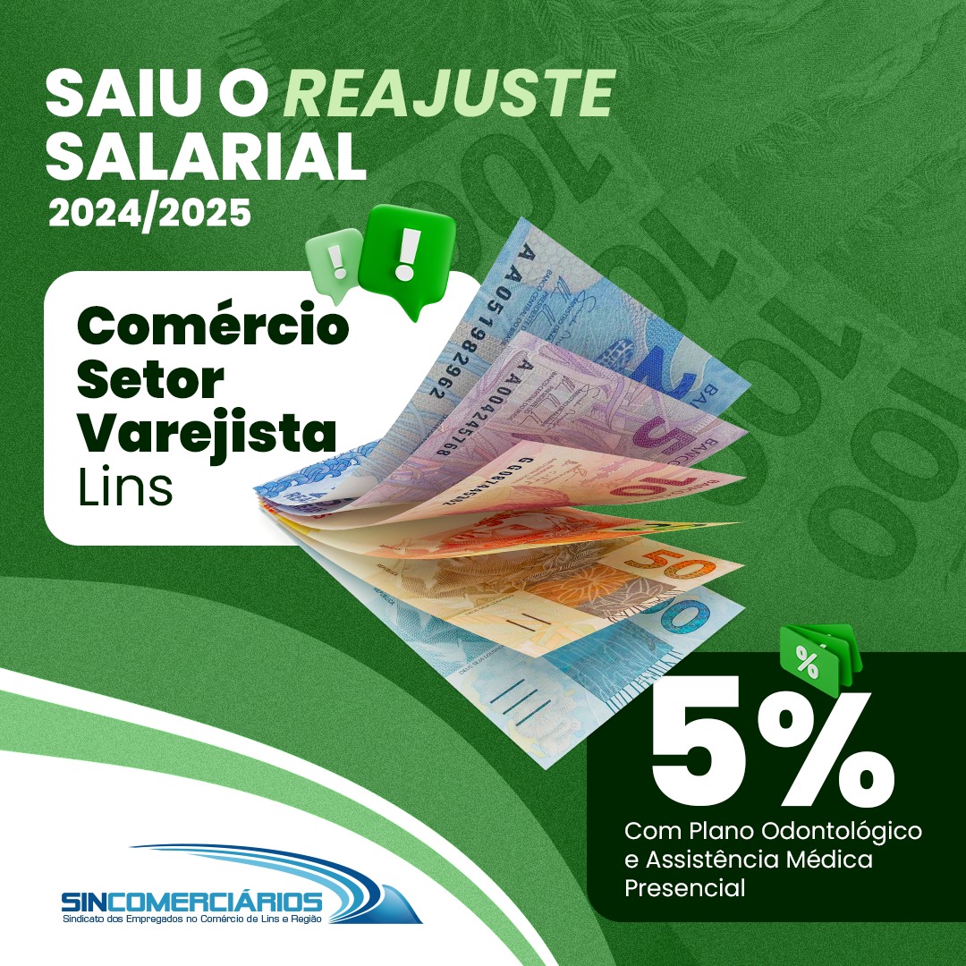  SAIU O REAJUSTE SALARIAL | Comércio Setor Varejista -  Lins